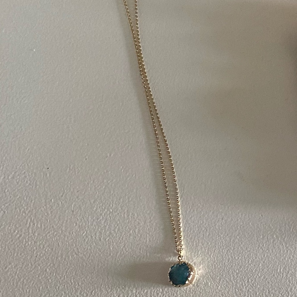 BaubleBar gold necklace with turquoise pendant
